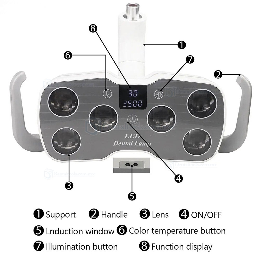 KY KY-P157 L&aacute;mpara dental de 6 LEDs con luz fr&iacute;a y c&aacute;lida y conexi&oacute;n de 26mm